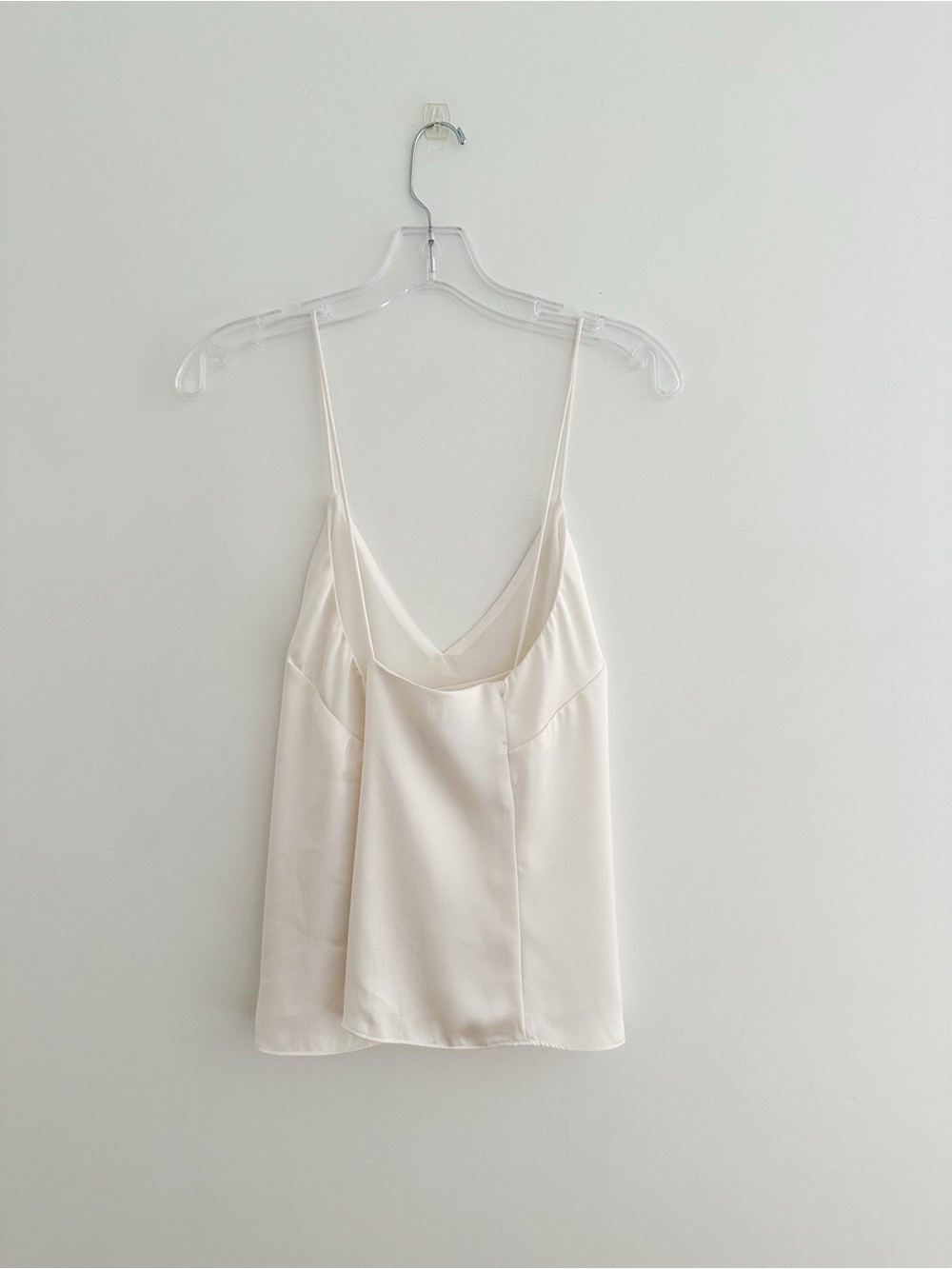 H&M Ivory Matte Satin Cami Crisscross Back Tank Top Size Medium Lined Camisole - Picture 4 of 6